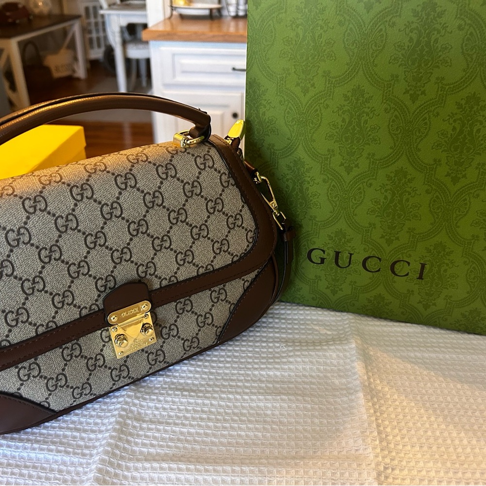 Beige and Brown Handbag
